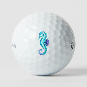 Crystal Ice Seepferd auf blauem Hintergrund Golfball