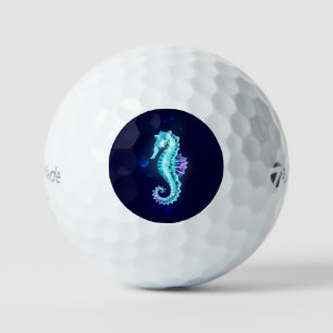 Crystal Ice Seepferd auf blauem Hintergrund Golfball