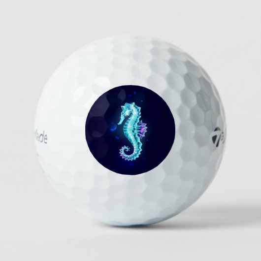 Crystal Ice Seepferd auf blauem Hintergrund Golfball (Vorderseite)