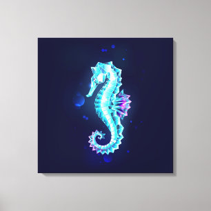 Crystal Ice Seepferd auf blauem Hintergrund Leinwanddruck