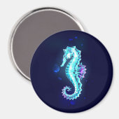 Crystal Ice Seepferd auf blauem Hintergrund Magnet (Vorderseite/Rückseite)