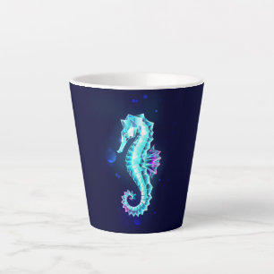 Crystal Ice Seepferd auf blauem Hintergrund Milchtasse