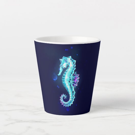 Crystal Ice Seepferd auf blauem Hintergrund Milchtasse (Vorderseite)