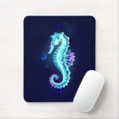Crystal Ice Seepferd auf blauem Hintergrund Mousepad (Mit Mouse)