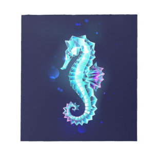 Crystal Ice Seepferd auf blauem Hintergrund Notizblock