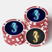 Crystal Ice Seepferd auf blauem Hintergrund Pokerchips (Stapel)