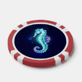 Crystal Ice Seepferd auf blauem Hintergrund Pokerchips (Einzeln)