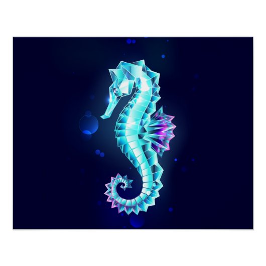 Crystal Ice Seepferd auf blauem Hintergrund Poster (Vorderseite)