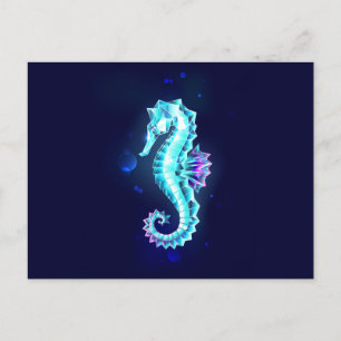 Crystal Ice Seepferd auf blauem Hintergrund Postkarte