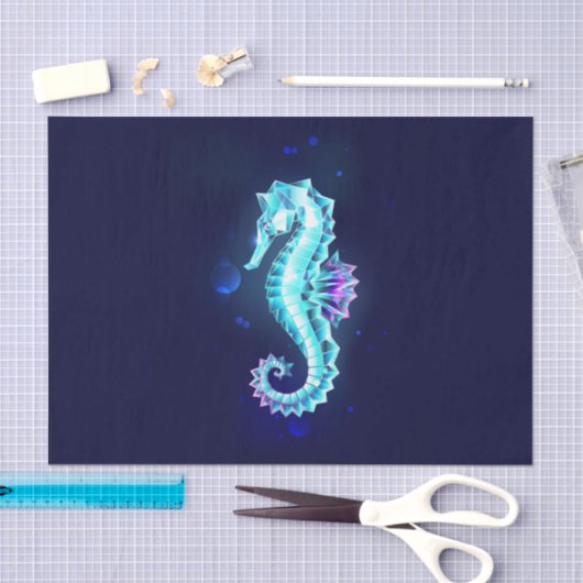 Crystal Ice Seepferd auf blauem Hintergrund Seidenpapier (Handwerk)