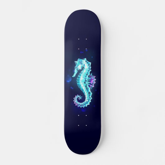 Crystal Ice Seepferd auf blauem Hintergrund Skateboard (Vorderseite)