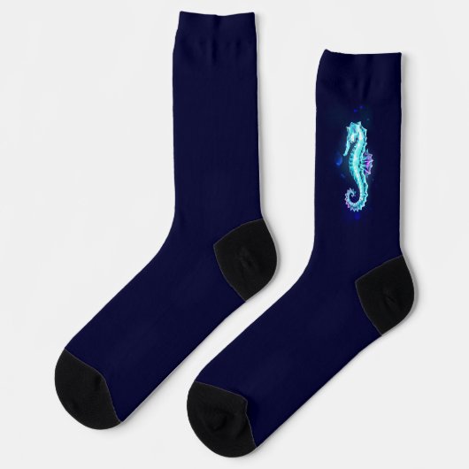 Crystal Ice Seepferd auf blauem Hintergrund Socken (Linkes Detail)
