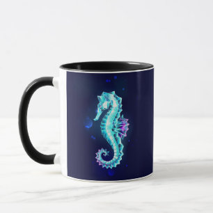 Crystal Ice Seepferd auf blauem Hintergrund Tasse