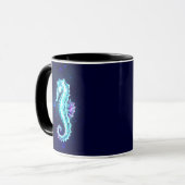 Crystal Ice Seepferd auf blauem Hintergrund Tasse (Vorderseite Links)