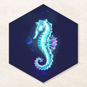 Crystal Ice Seepferd auf blauem Hintergrund Untersetzer