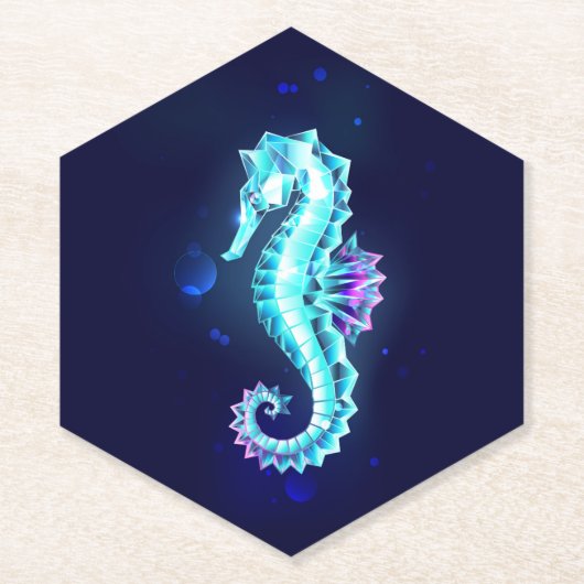 Crystal Ice Seepferd auf blauem Hintergrund Untersetzer (Vorderseite)