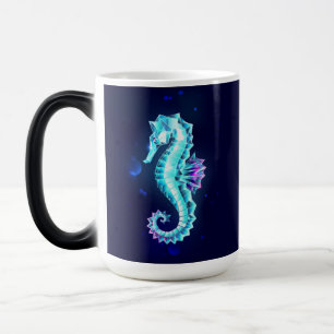 Crystal Ice Seepferd auf blauem Hintergrund Verwandlungstasse