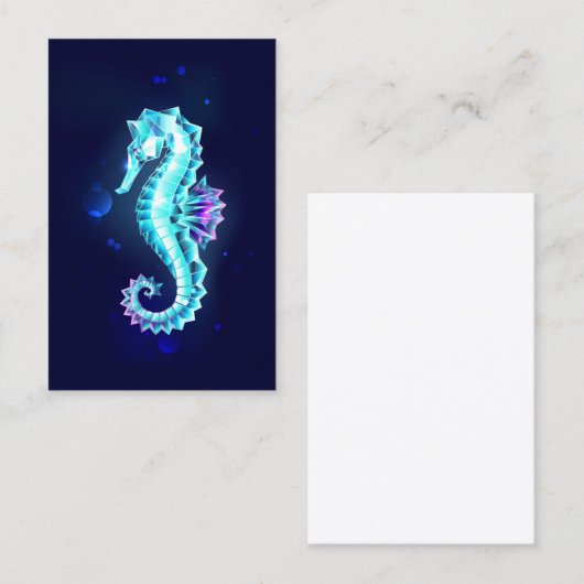 Crystal Ice Seepferd auf blauem Hintergrund Visitenkarte (Vorne/Hinten)