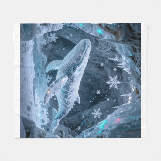 Crystal Ice Whale in Enchanted Frozen Cavern Fleecedecke (Vorderseite (Horizontal))