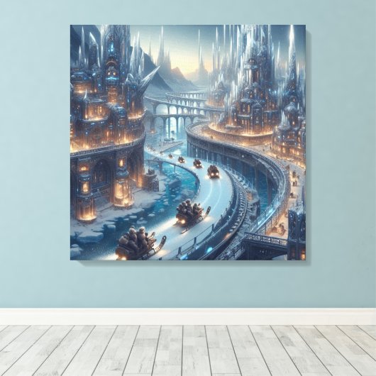 Crystal Ice World Fantasy Art Leinwanddruck (Insitu (Holzboden))