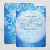 Crystal Icy Snowflakes auf Blue Winter Wedding Einladung (Vorne/Hinten)