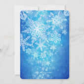Crystal Icy Snowflakes auf Blue Winter Wedding Einladung (Rückseite)