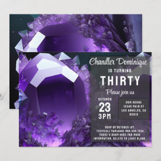 Crystal Jewel Aquarius Amethyst Februar Geburtstag Einladung