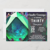 Crystal Jewel Green Emerald Gemstone Mai Geburtsta Einladung (Vorderseite)