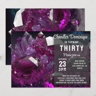 Crystal Jewel Tone Cancer Ruby Red Juli Geburtstag Einladung