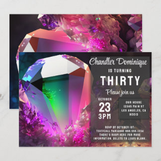 Crystal Jewel Tone Tourmaline Oktober Geburtstag Einladung