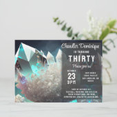 Crystal Jewels Pearl Aries Diamond April Geburtsta Einladung (Stehend Vorderseite)