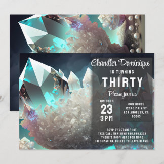 Crystal Jewels Pearl Aries Diamond April Geburtsta Einladung