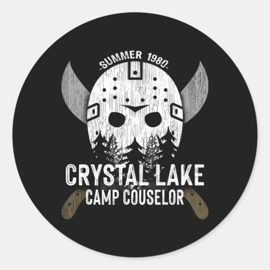 Crystal Lake Camp Counselor Horror Fans Hockey Runder Aufkleber (Vorderseite)