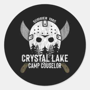 Crystal Lake Camp Counselor Horror Fans Hockey Runder Aufkleber