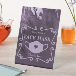 Crystal Lila Agate | Bitte Maske tragen Sockelschild