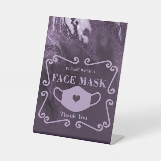 Crystal Lila Agate | Bitte Maske tragen Sockelschild (Vorderseite)