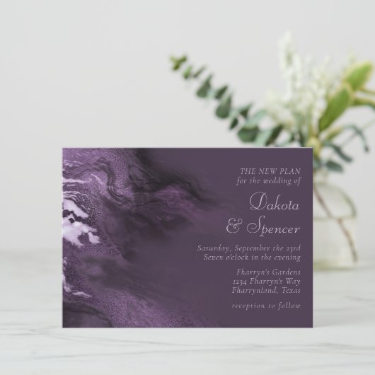 Crystal Lila Agate | Marble Änderung des Datums Einladung (Stehend Vorderseite)
