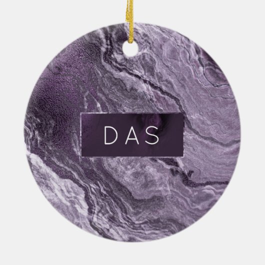 Crystal Lila Agate | Moody Marble Monogram Keramik Ornament (Hinten)