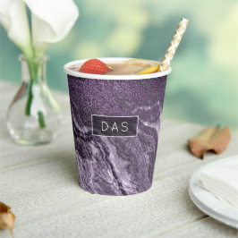 Crystal Lila Agate | Moody Marble Monogram Pappbecher