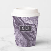 Crystal Lila Agate | Moody Marble Monogram Pappbecher (Rückseite)