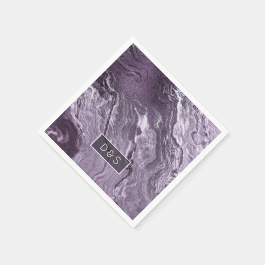 Crystal Lila Agate | Moody Marble Monogram Serviette (Ecke)