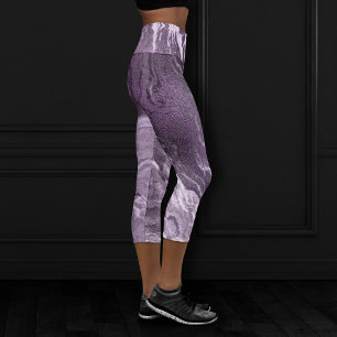 Crystal Lila Agate Moody Marbled Stone Capri Leggings