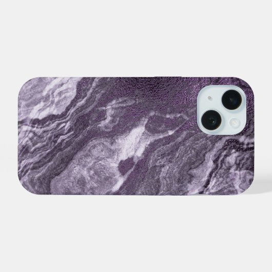 Crystal Lila Agate | Moody Marbled Stone iPhone 15 Hülle (Rückseite (Horizontal))