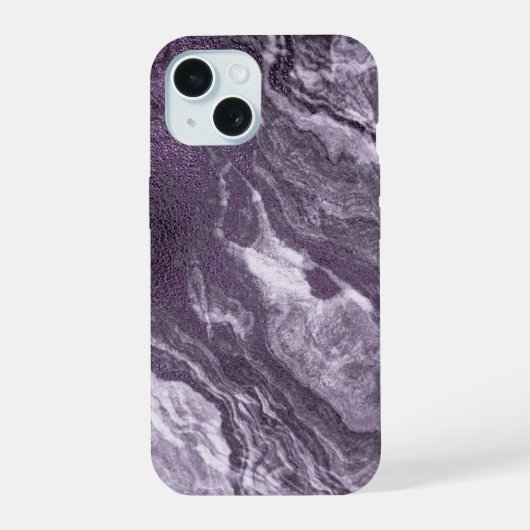 Crystal Lila Agate | Moody Marbled Stone iPhone 15 Hülle (Rückseite)