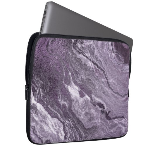 Crystal Lila Agate | Moody Marbled Stone Laptopschutzhülle (Vorne Rechts)
