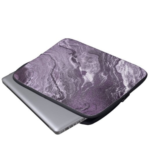 Crystal Lila Agate | Moody Marbled Stone Laptopschutzhülle (Vorne Knopf)