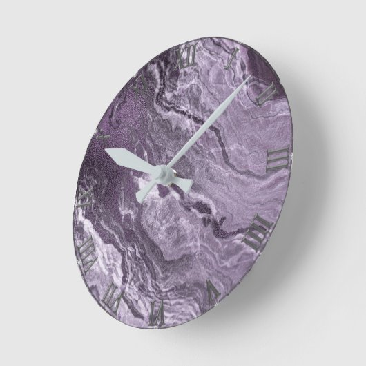 Crystal Lila Agate | Moody Marbled Stone Runde Wanduhr (Winkel)