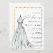 Crystal Look Wedding Gown Brautparty Einladung (Vorne/Hinten)