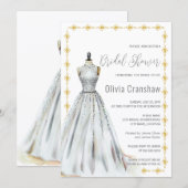 Crystal Look Wedding Gown Brautparty Einladung (Vorne/Hinten)