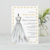 Crystal Look Wedding Gown Brautparty Einladung (Stehend Vorderseite)